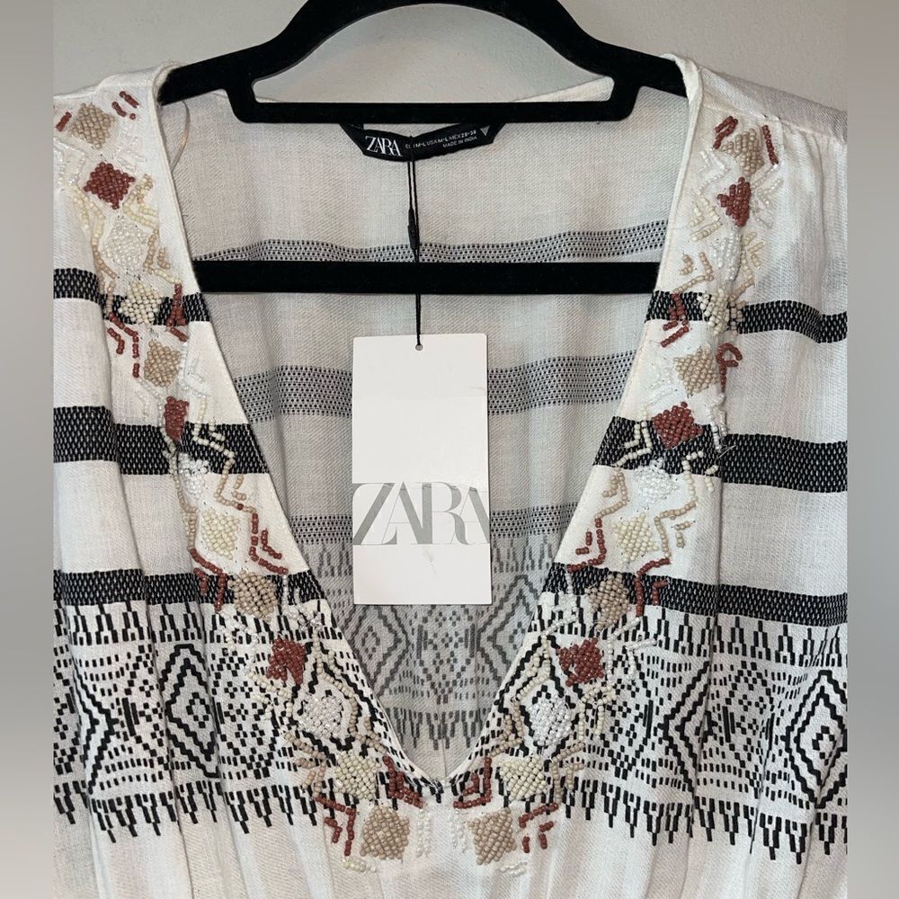 Zara BEADED KAFTAN DRESS Size M-L - Picture 5 of 12